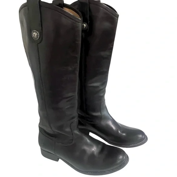 Frye Melissa Button Tall Black Leather Riding Boots Classic Fall Staple - Picture 2 of 16